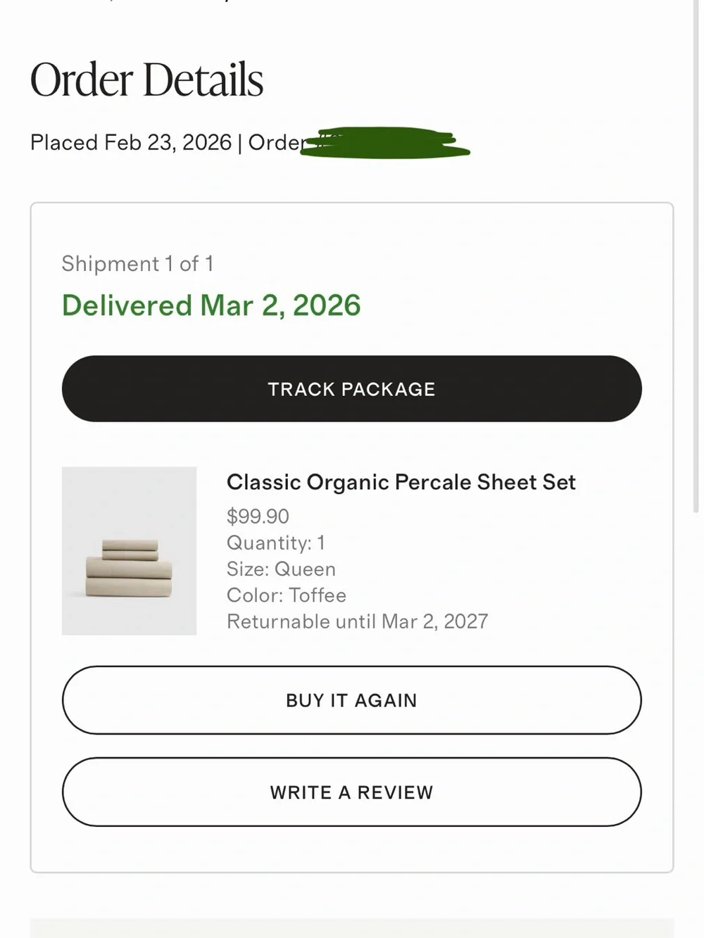Quince Organic Crisp Percale Sheet Set (Queen/Toffee)